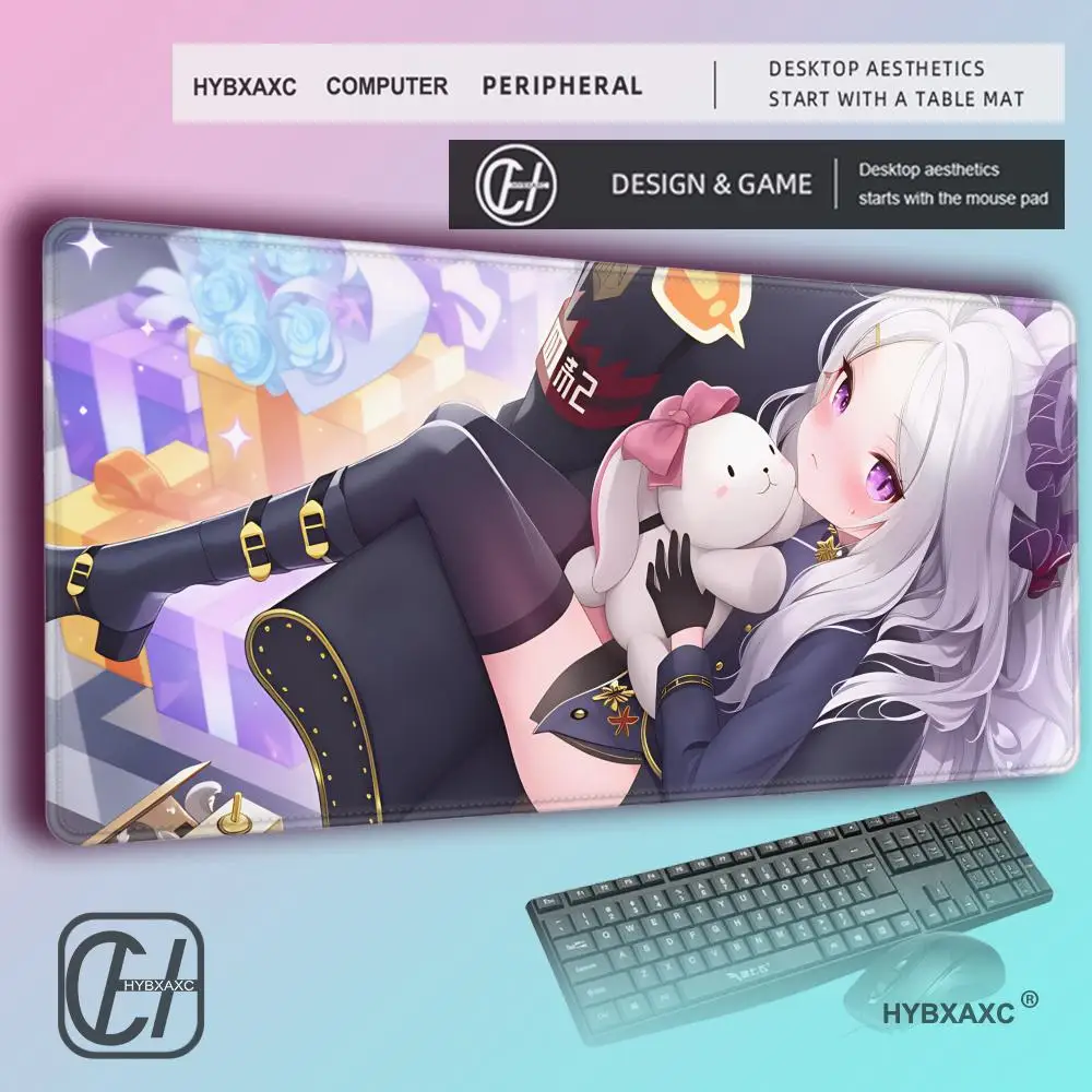HYBXAXC Anime Cute Girl Blue Archive Mouse Soft Pad Large Accessories 900x400mm Desk Mats Carpet