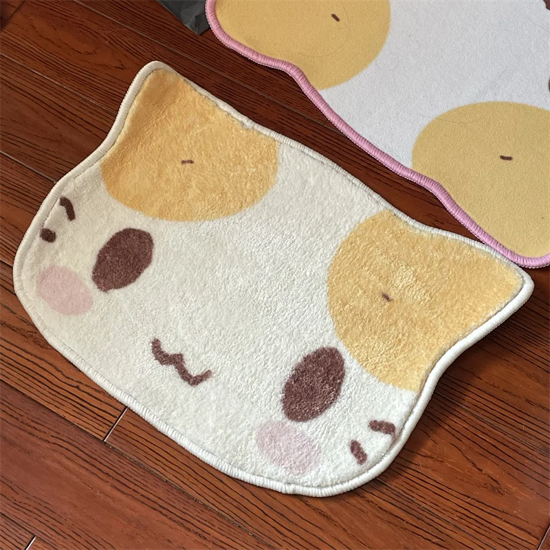 Masyumaro Fluffy Fuwa Nyanko Cat Carpet Special-shaped Rug Cashmere-like Kawaii Cute Door Floor Mats