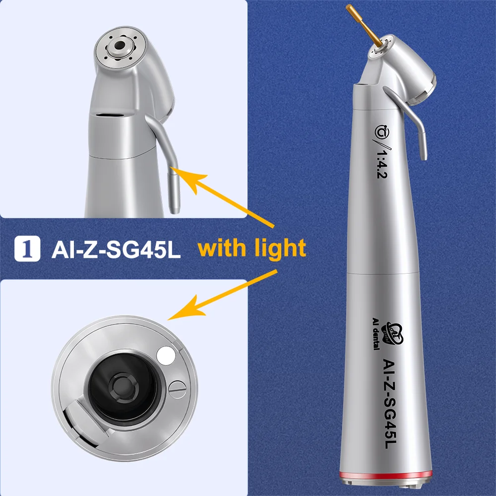 AI-Z-SG45L External water spray dental electric micromotor 1:3 increasing contra angle handpiece led fiber optic light