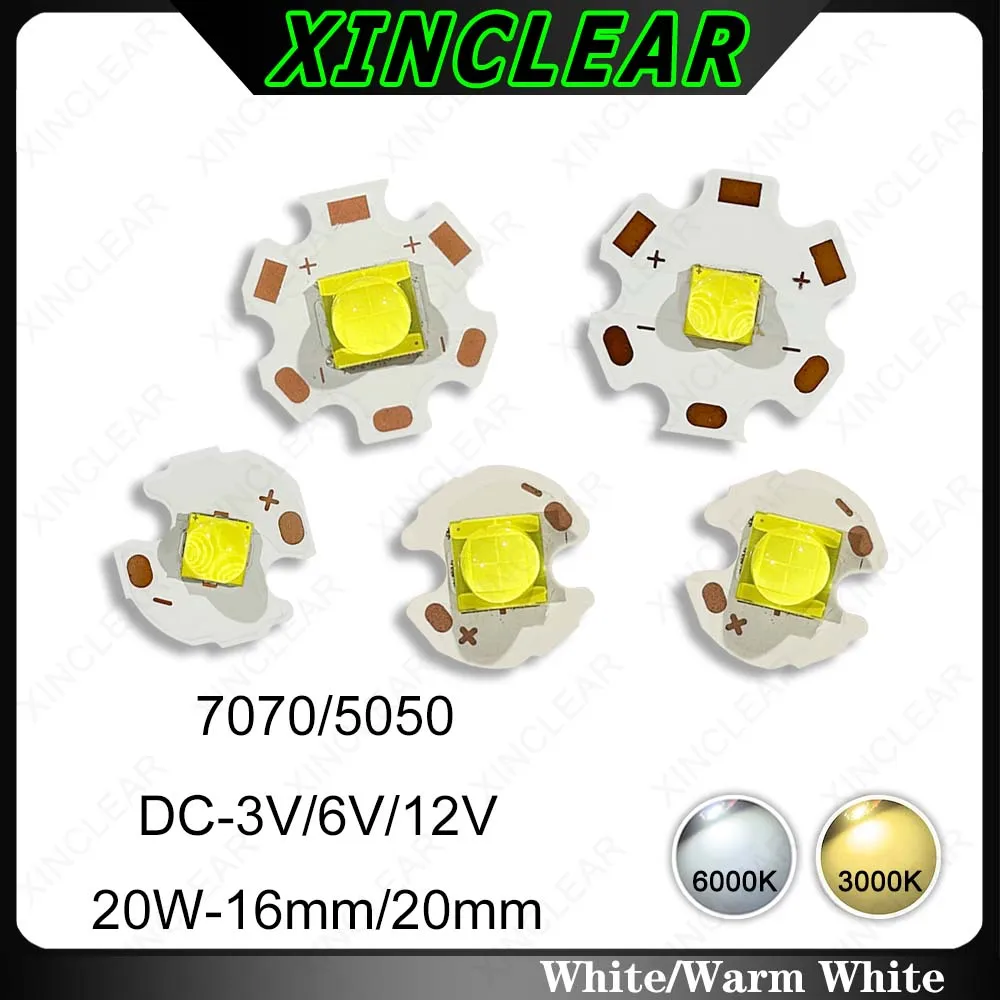 High Power LED Ceramic XHP5050 7070 White Light Warm White 18-20W Soldered Copper Plate 3/6/12V High Brightness Flashlight Beads