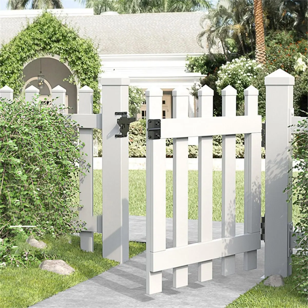 Heavy Duty Gate Catch, Post Mount Automatic Self-Closing Door Catch for Wooden/Vinyl Fence,with Mounting Screws