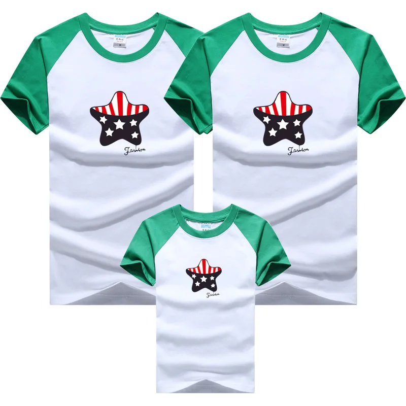 Stars Flag T-shirts for Whole Family Mom Dad Daughter Son Matching Clothes Cotton Tops Tees image 3