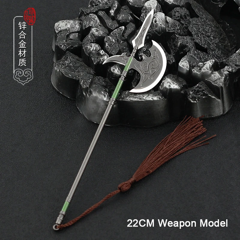 22CM Three Kingdoms Cold Weapon Models Hook Sickle Full Metal Craft Ornament Zinc Alloy Type Peripherals Pendant Miniature Toys