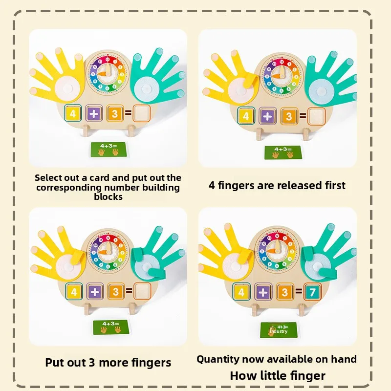 ألعاب مونتيسوري للأطفال ألعاب الرياضيات مع كتل أرقام الساعة وبطاقات عد الأصابع ألعاب تعليمية لمرحلة ما قبل المدرسة #5