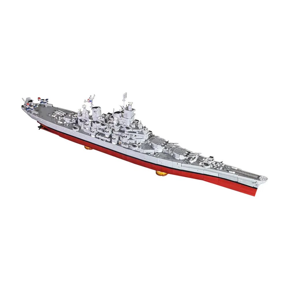 Gobricks MOC USS Iowa BB-61 Battleship Bricks Model USS Missouri BB-63 The Lowa-class Maritime Cruisers Building Blocks Toy Gift