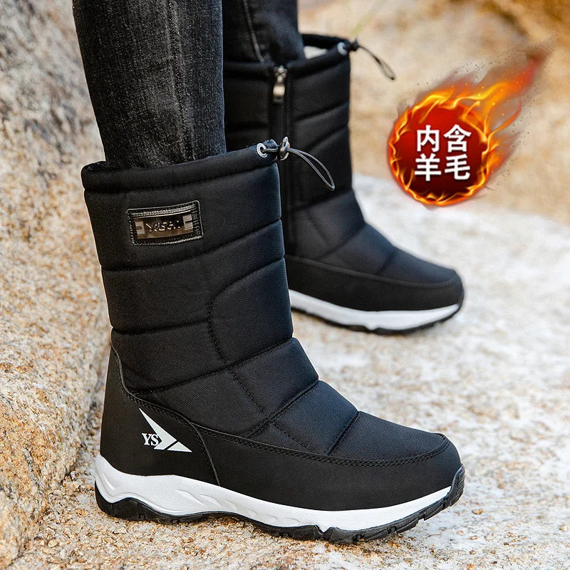 2025new botas masculinas de pelúcia quente bota de neve moda alta superior sapato de algodão ao ar livre botas de plataforma antiderrapante para homens botas de inverno