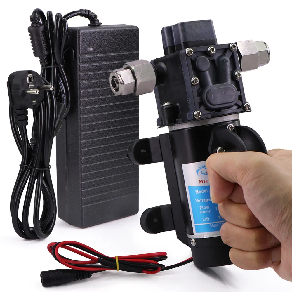 

120W Diaphragm Booster Pump Powerful Spray Pump w/ 110-240V Power Supply Lockable Push-in Connect for Garden Irrigation Watering