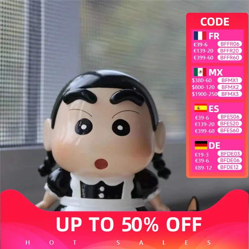 

Cartoon Cute Shin Chan Cos Housemaid Figure Nohara Shinnosuke Frog Hat Action Figure Kawaii Toys PVC Collection Figurine Model