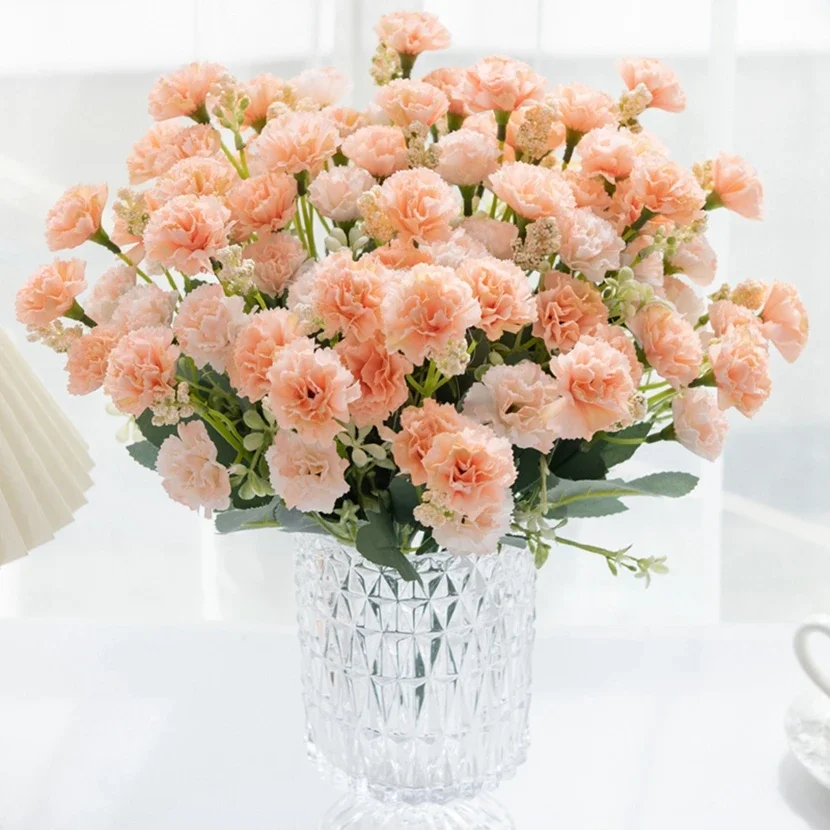 

15 heads artificial flowers small carnation for Christmas Wreath Needlework Handicraft Wedding arch Decor Artificial Flower