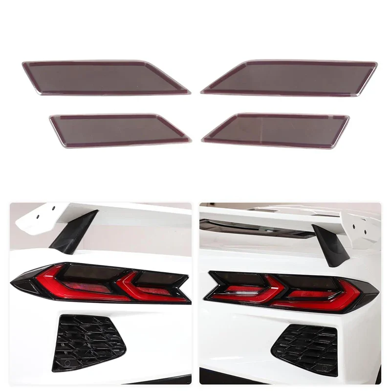 For Chevrolet Corvette C8 2020-23 Car Rear Tail Light Fog Light Cover Fog Light Blackened Patch Protective Cover ABS Accessories