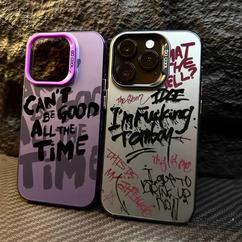 Nuevo inglés aplicable a iphone 15 Color plata iPhone14Pro Creative 13/11promax Frosted 16 funda protectora