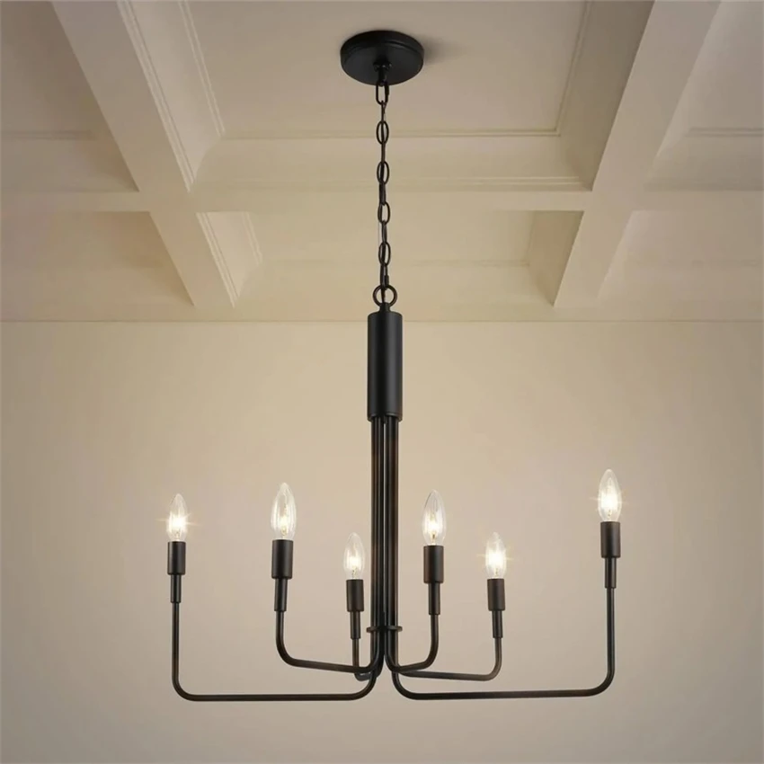 American vintage iron chandeliers lights French art living room lamp dining room villa staircase candlestick hanging lighting