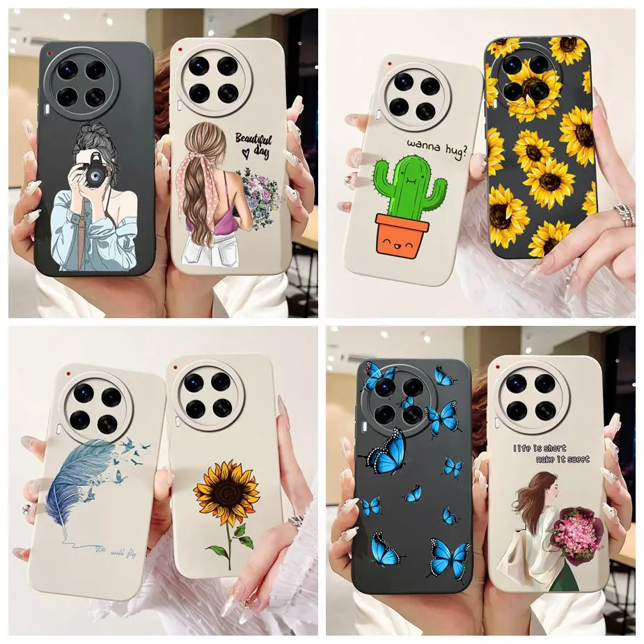 For Tecno Camon 30 5G Case CL7 Stylish Pretty Girls Sunflower Cover Soft TPU Phone Case For Tecno Camon 30 Premier Camon30 Shell