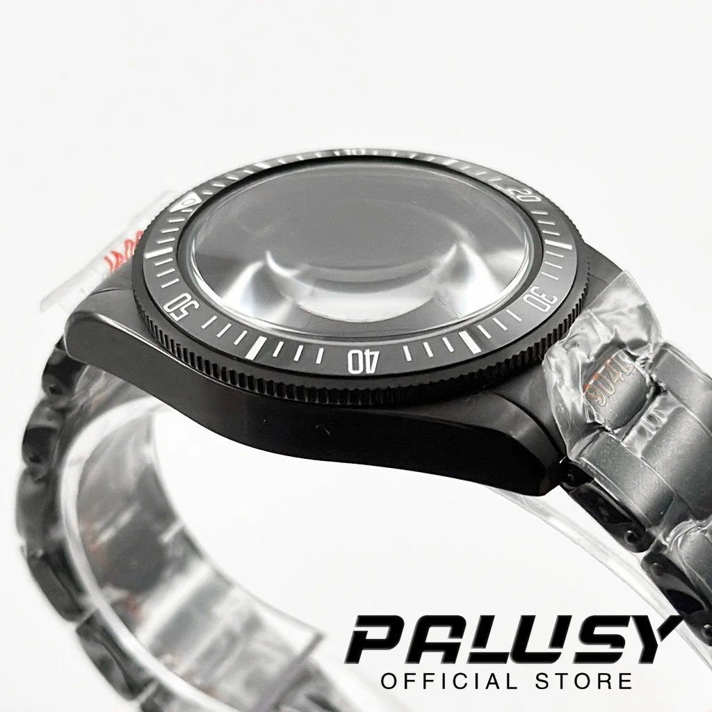 BB58 39MM caja de PVD negra cristal de zafiro abovedado caja de reloj de acero inoxidable resistente al agua compatible con movimiento NH34 NH35 NH36 ETA2824 PT5000