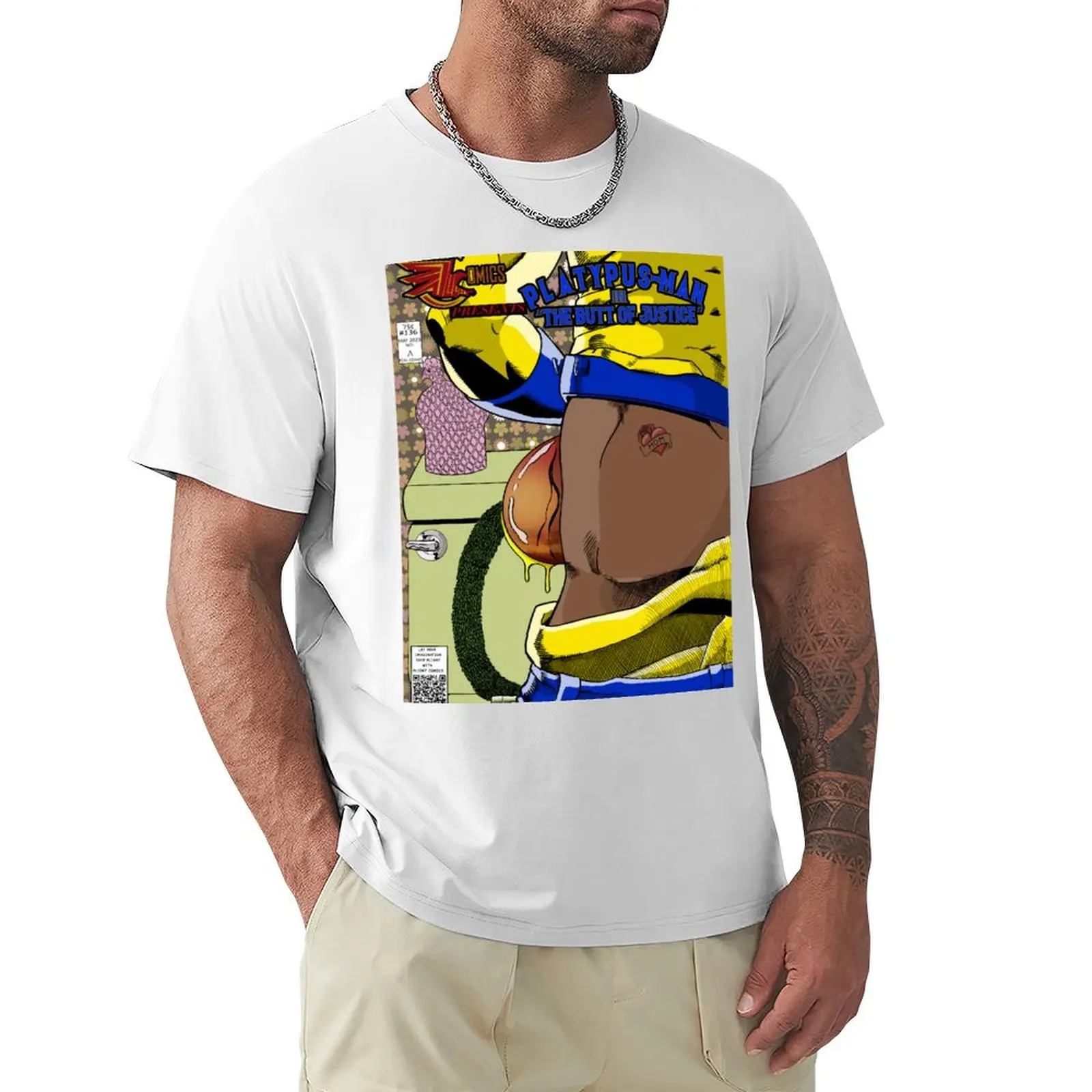 

Platypus Man Comic Book Cover T-Shirt vintage boys whites kawaii clothes sports fans T-shirts for men cotton