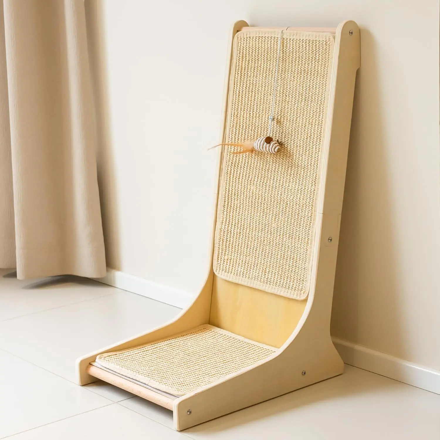 

Sisal Cat Scratcher, Upright Cat Scratch Pad Wall Mounted, Vertical Scratching Post Alternative, L Shape Scratching Boar