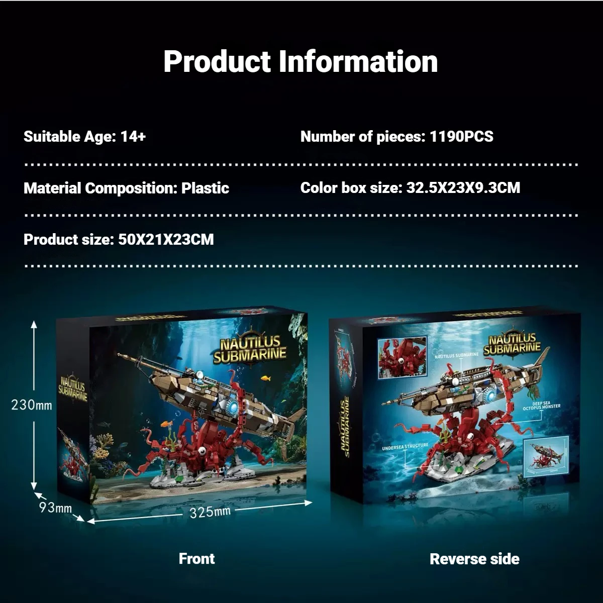 Ensemble de blocs de construction sous-marins Nautilus 7078, assemblage de modèles, jouet de bricolage, ornement, jouet de maison, décoration, cadeau d'anniversaire pour enfants