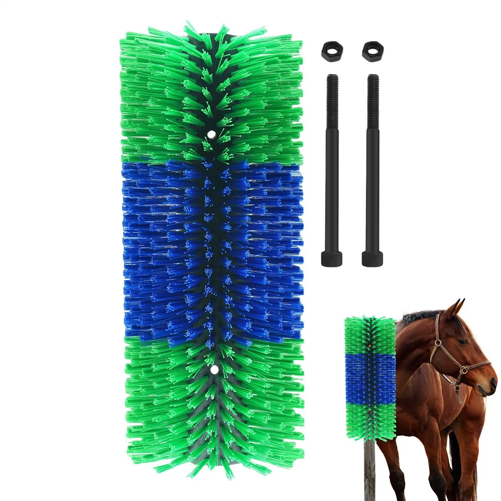 

Щетка-массажер для животных с двойным винтом для лошадей, для вычесывания шерсти и ухода за фермерскими животными