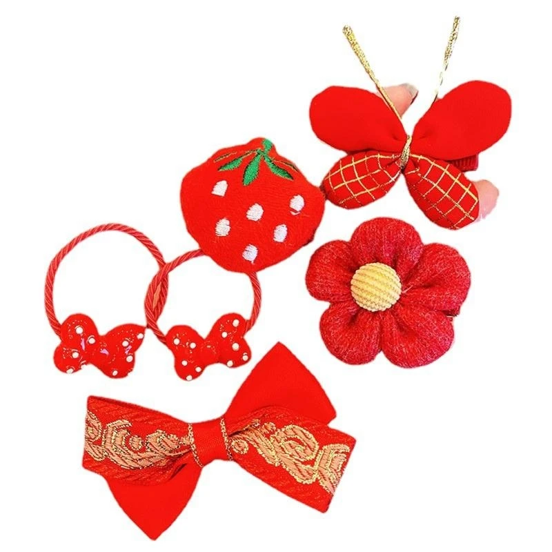 Elastic Hair Rope Bowknot Scrunchies Strawberry Hair Ties for Butterfly Hair Cli