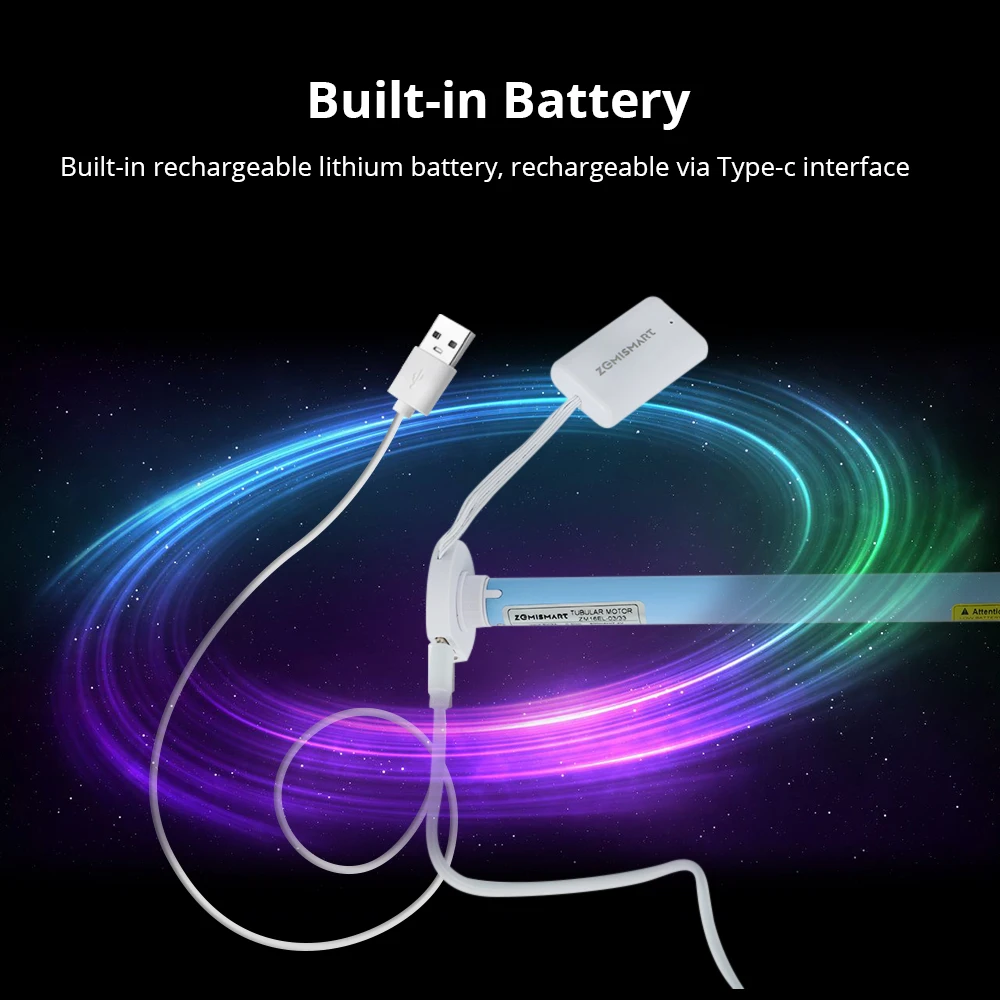 Motore per tenda a rullo Zemismart Zigbee per tubo da 17 mm 25 mm Motore con paralume a batteria integrato Funziona con Tuya Smart Life Alexa Google Home