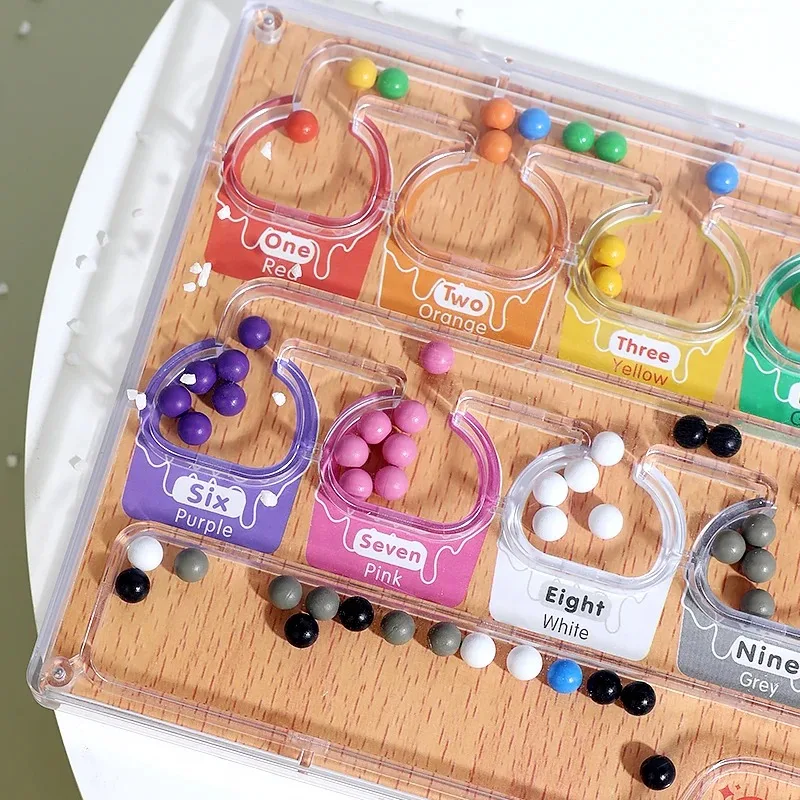 -Magnetic Beads Logic Game for Kids 3+ Years, Color Sorting Early Educational Toy, Creative Pathfinding STEM Toy with Material