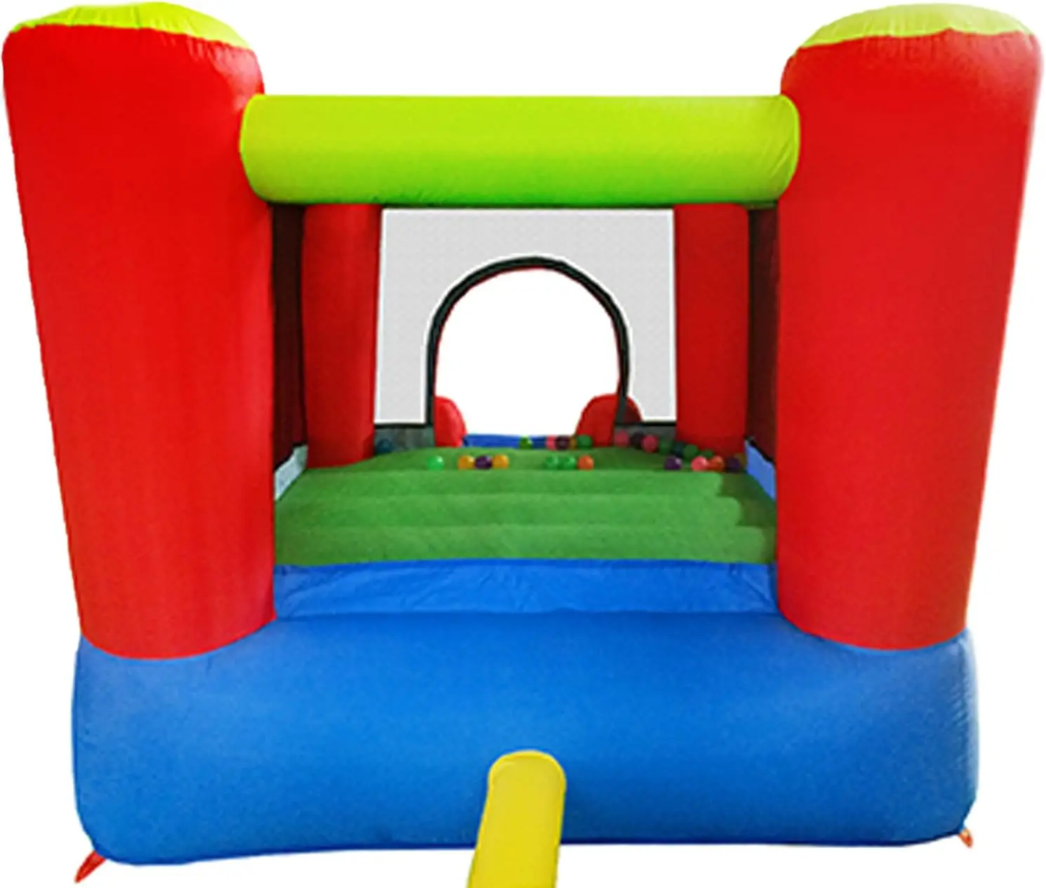 8x7 Foot Junior Inflatable Bouncer, Kid Park, Jumping Bouncing House, Jump Slide Playhouse w/ 50 Pit Balls, 3 Sides Mesh Protect
