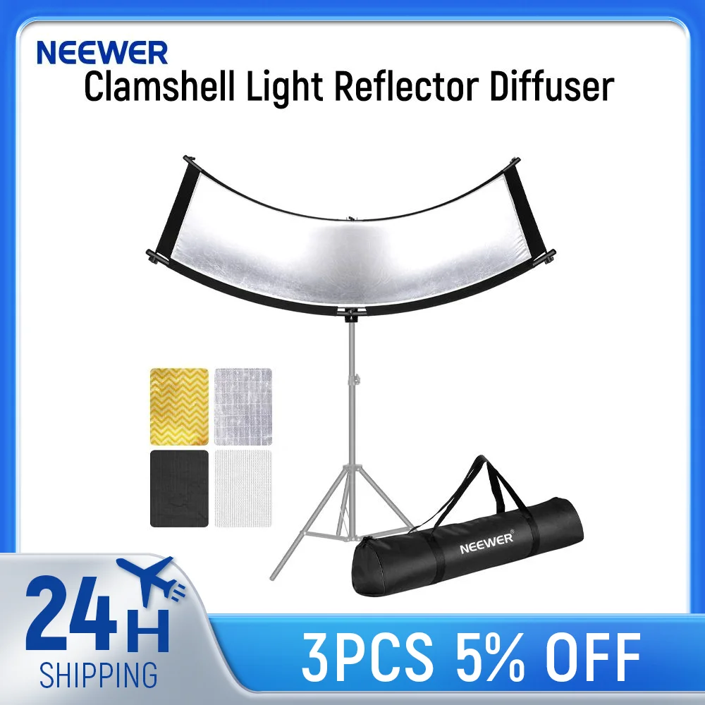 

Neewer Clamshell Light Reflector Diffuser with Bag 100x45cm Photography Curved Lighting Reflector for Photo Studio Photography