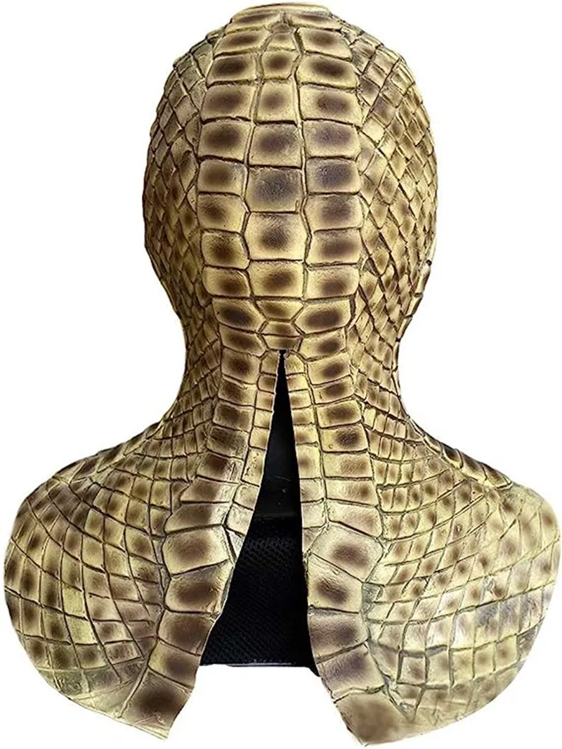 Rettile Snake Skin Mask with necklace Devil Demon Ghost Monster Full Head Latex Cosplay Mask puntelli adulto taglia unica