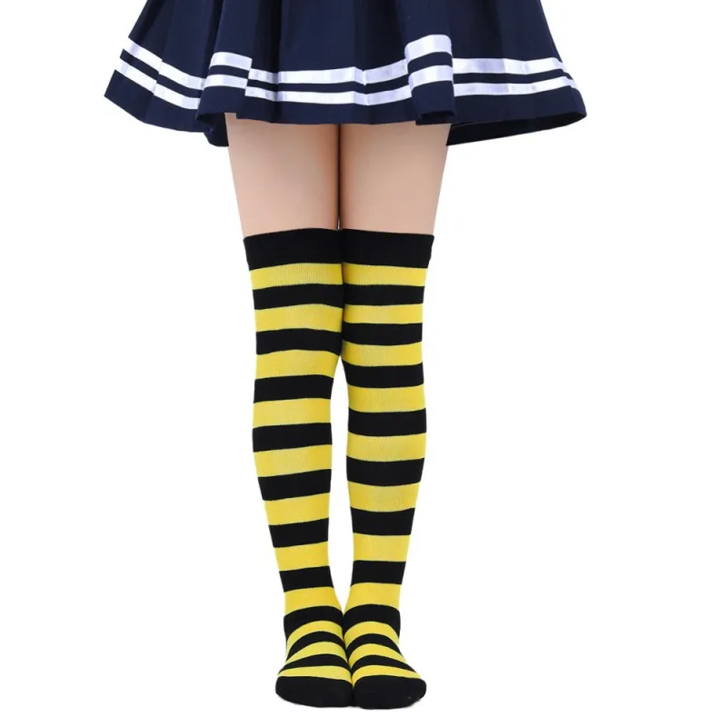 Kids Knee High Socks Colorful Striped Long Tube Long Socks Girls Fashion Dopamine Outing Skinny Socks Halloween Costumes 7-12Y