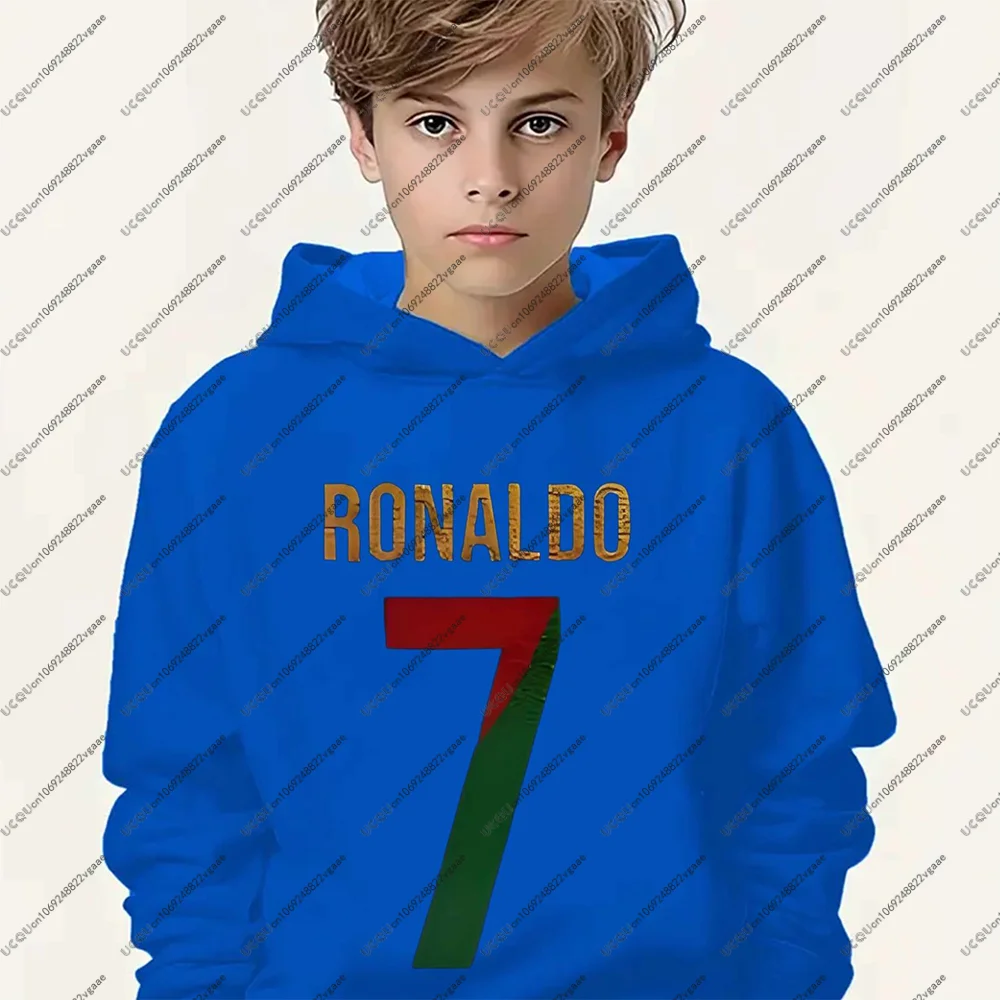 كرة القدم جيرسي تي شيرت الرجال الاطفال الصبي هدية تي شيرت البلوز هوديي عادية بنين كرة القدم الخريف ملابس رياضية رونالدو 7 البرتغال جديد #4
