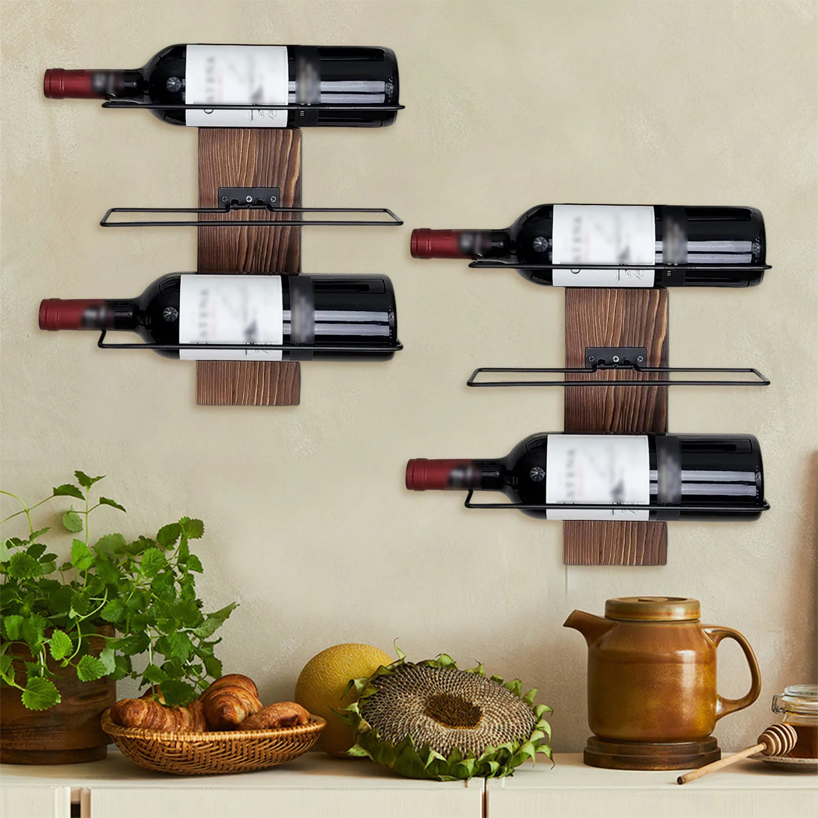 HOT Wall Mounted Wood Wine Rack Wood Hanging Wine Display Holder for Friend Family Neighbors Gift