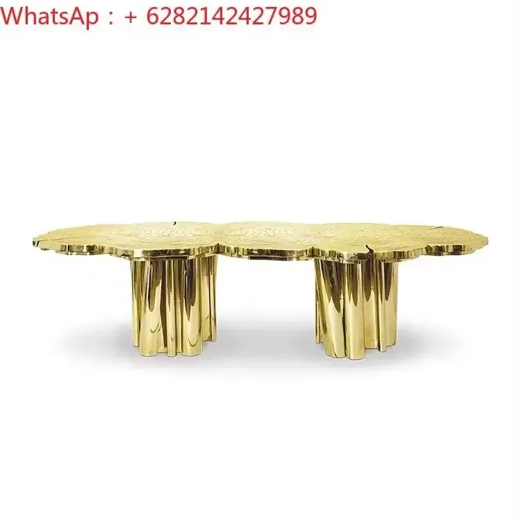 Custom stainless steel dining table Italian light luxury luxury high quality gold dining table