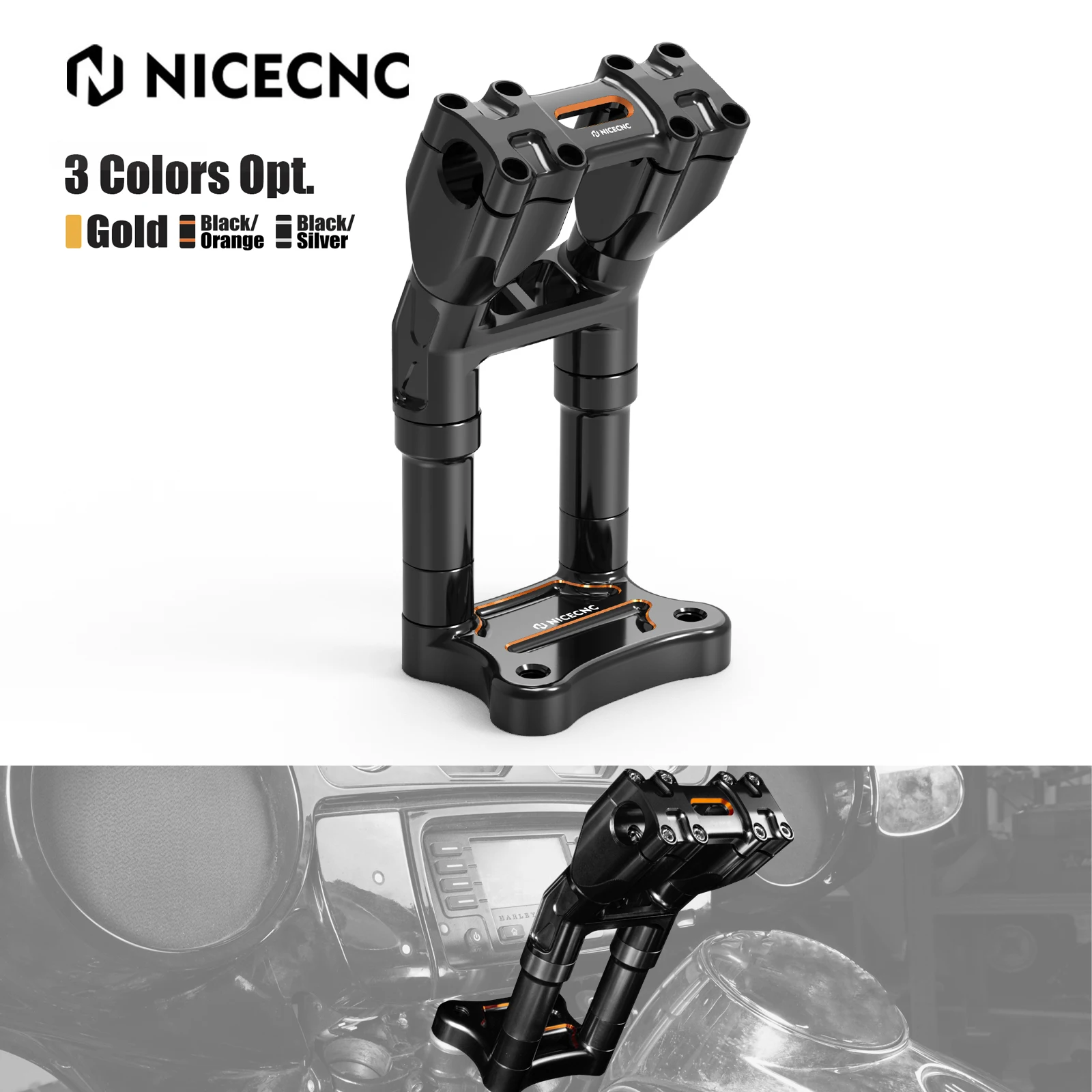 NICECNC Kickback Isolated Riser Pull Back Plate For Harley Street Glide FLHX 06-24 CVO Tri Glide FLHTCUTGSE 20-24 Ultra Limited