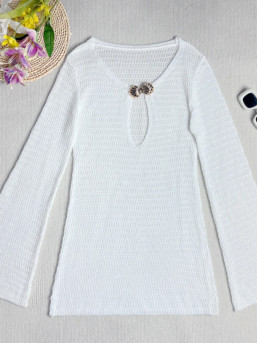 

Новинка 2025: Сексуальный пляжный топ с длинными рукавами и открытой спиной для защиты от солнца, купальник-бикини, женский, бренд Four Persons Powers