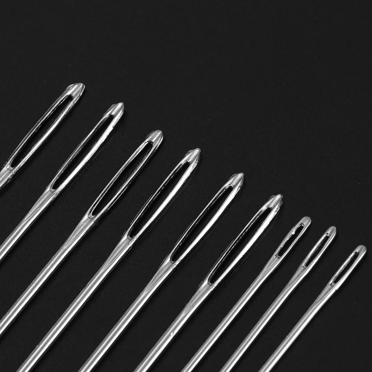 

9Pcs Large Eye Blunt Needles Steel Yarn Knitting Sewing 5.3cm 6cm 7cm Silver Durable Long Lasting Blunt Tip Thick Shaft