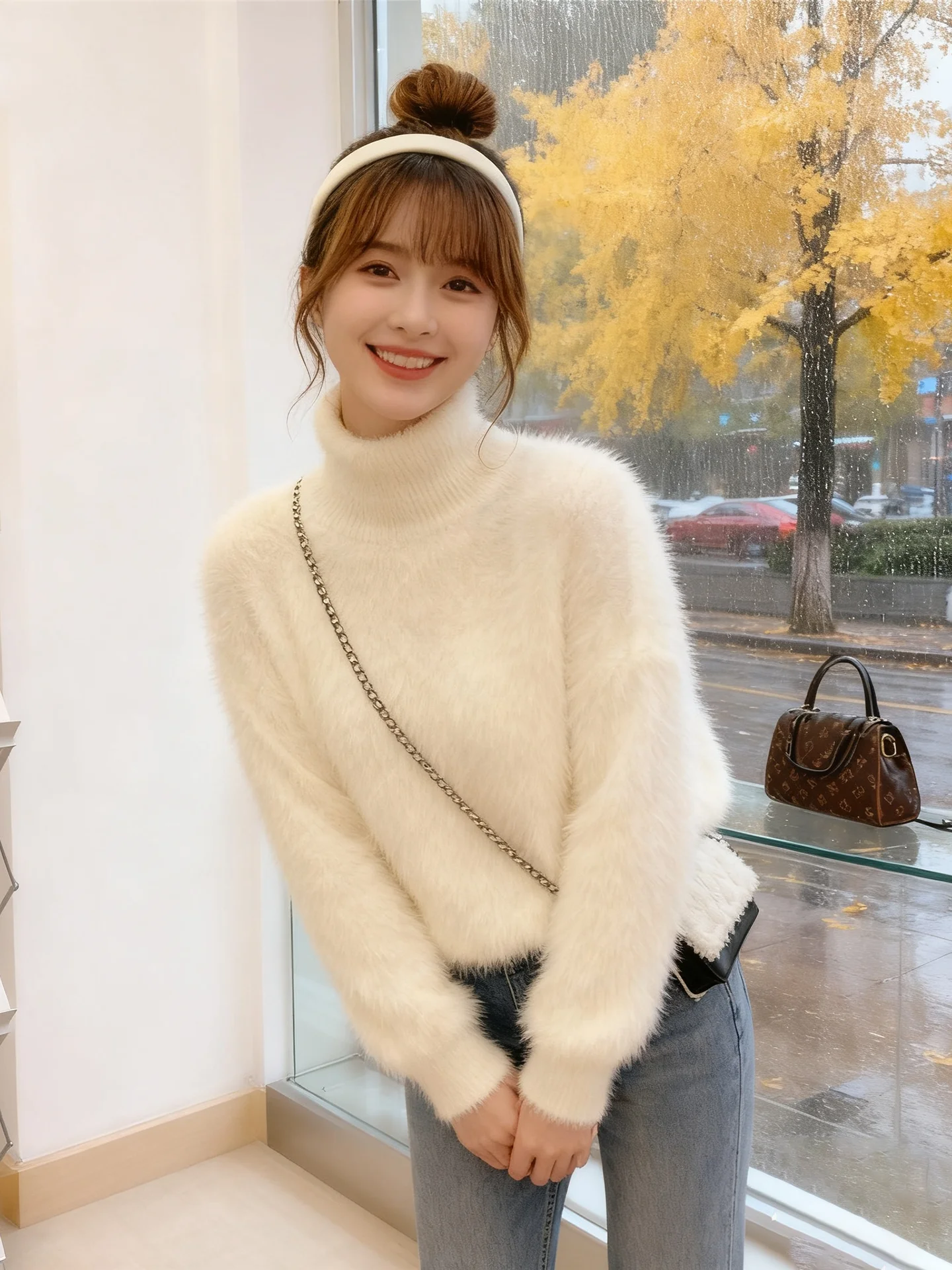 Zachte hoge kraag nertsen imitatie gebreide trui dames herfst winter slim fit warme basislaag irt innerlijke slijtage top