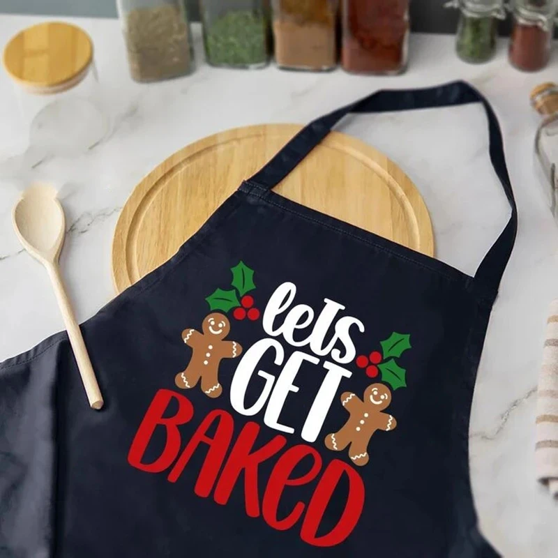 Let's Get Baked apron Merry Christmas Holiday Xmas Eve party Family Friend baking decoration wife mom grandma Hostess present