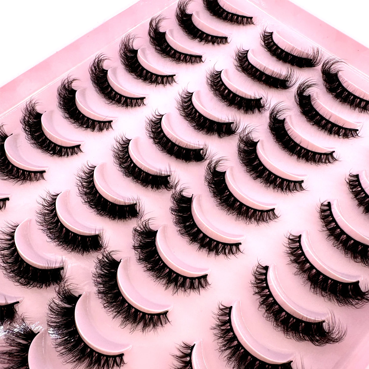 Nieuwe 20 Pairs 3D Faux Nertsen Valse Wimpers Natuurlijke Rommelige Wimpers Kriskras Piekerige Pluizige Wimpers Extension Make Nep Wimpers