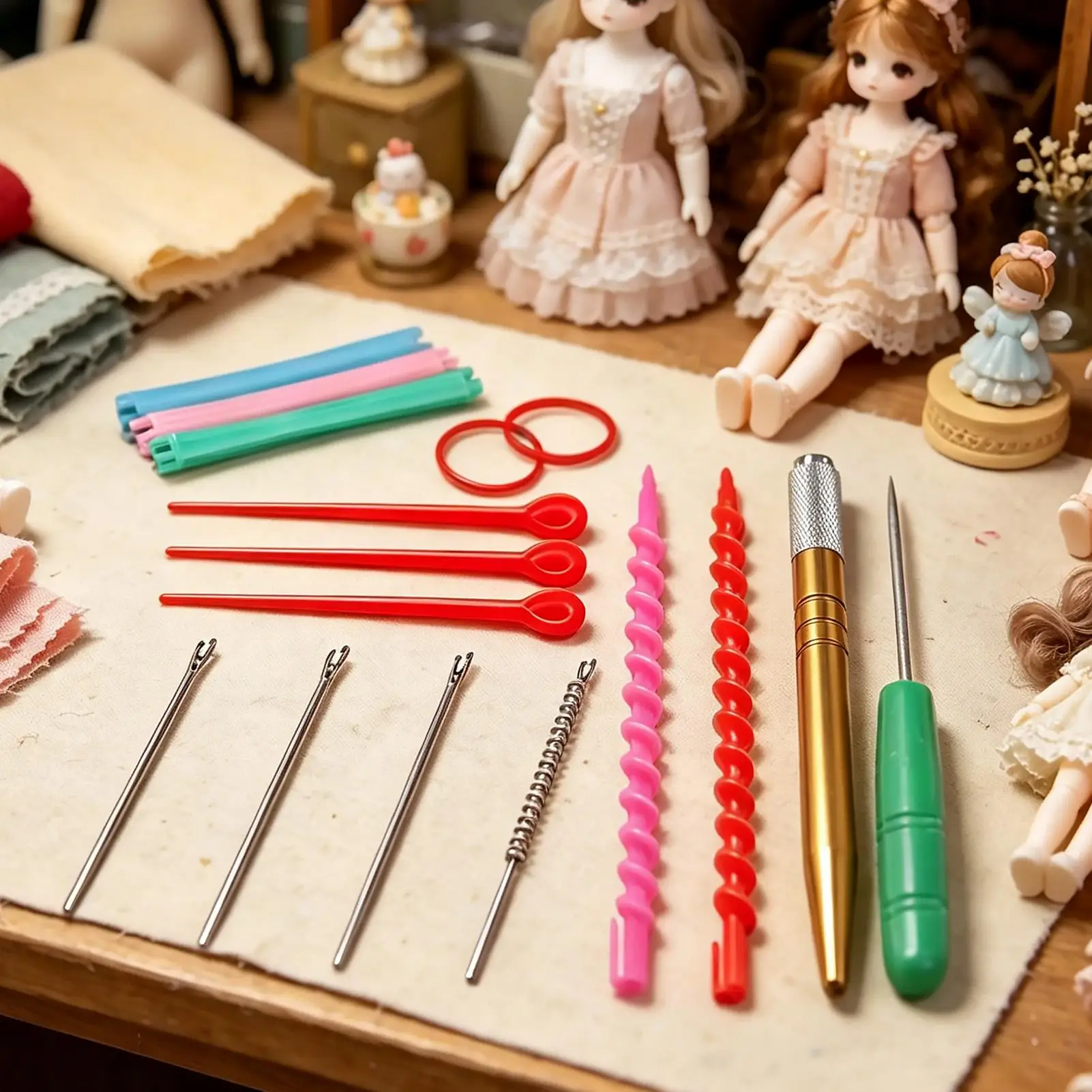 

Doll Hair Rooting Tool Multifunctional Anti-Slip Grip 11.5 Inch Doll Hair Repair Tool Set For Beginners Hobbyists Enthusiasts