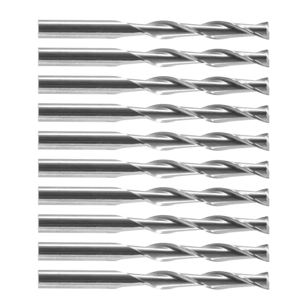 10x 1/8 inch 3.175mm Carbide CNC Double Two Flute Spiral Bits End Mill Router 22mm