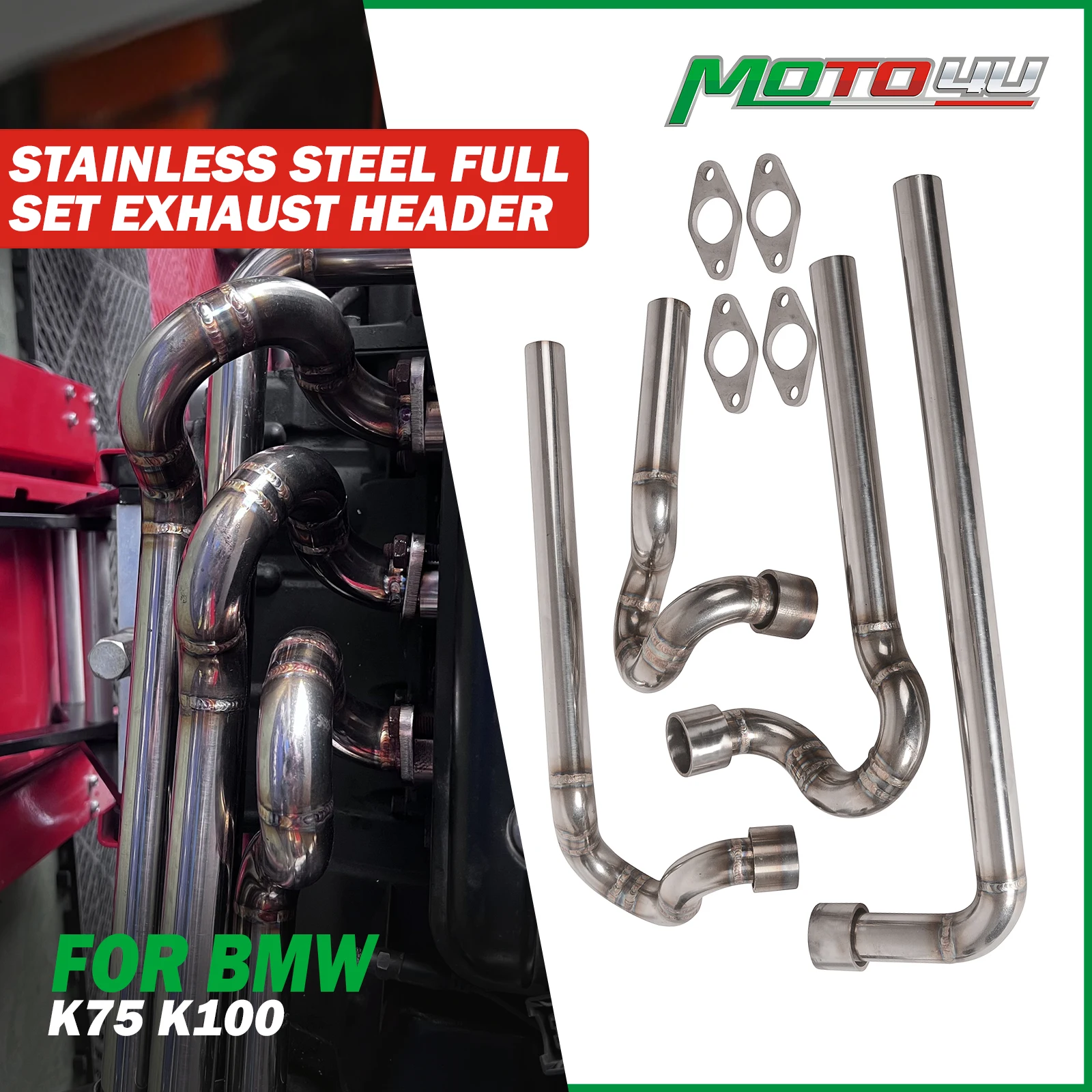 

MOTO4U For BMW K75 K100 Cafe Racer Exhaust pipe Front Motorcycle Stainless Steel Full Set Exhaust Header Manifold Assembly