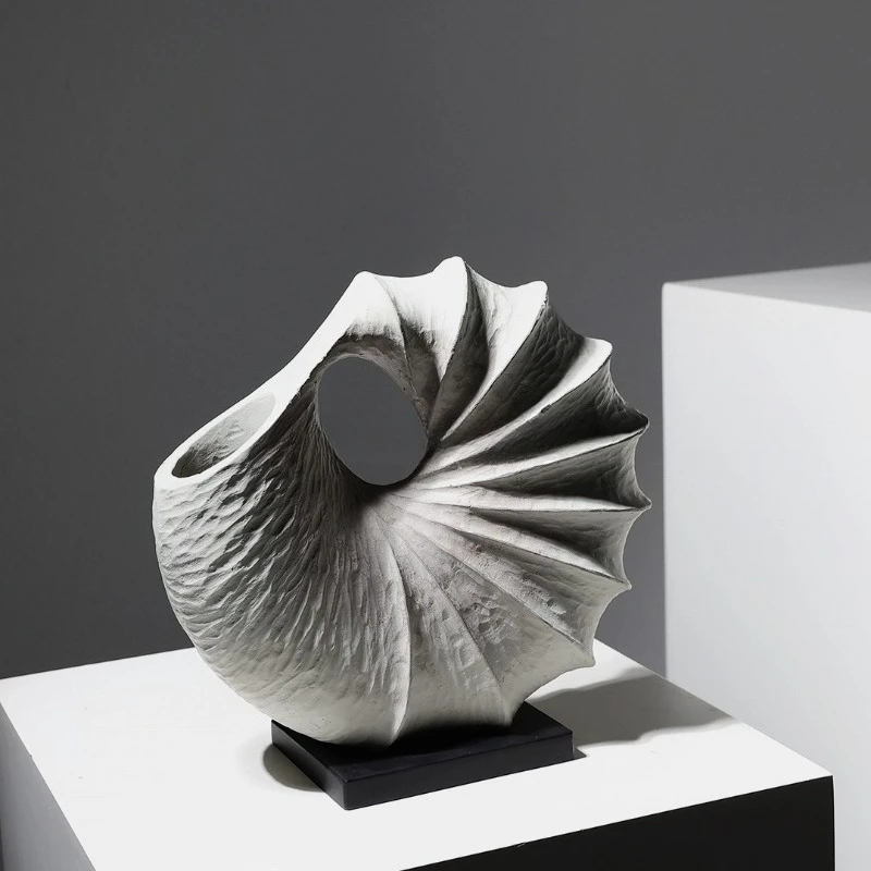 New Chinese style wabi sandy wind creative conch ring vase flower ware resin handicraft home ornament model room jewelry