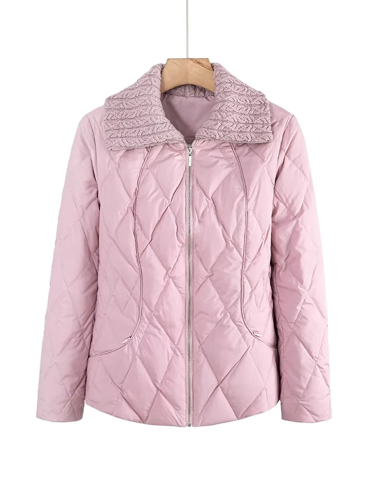 Moda gola de pele feminina inverno rosa para baixo jaqueta quente engrossar pato branco para baixo estofamento casaco acolhedor à prova de vento coreano jaquetas casuais