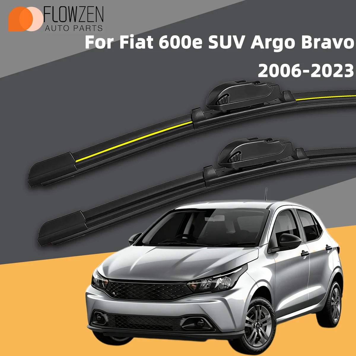 2 escobillas limpiaparabrisas delanteras compatibles con Fiat 600e SUV Argo Bravo 2006-2023, piezas de automóvil de primera calidad, silenciosas, sin rayas y de larga duración, 2022