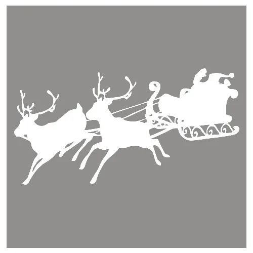 New Jargon New Year Decoration Santa Claus And Reindeer Sticker Decal White