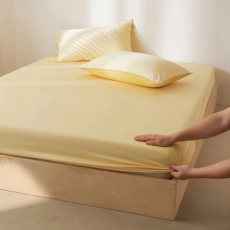 Solid Bright Yellow King Sheet Set Soft Breathable Flat +fitted Sheet +Pillowcase Home Hotel Bedding Set Drop Ship