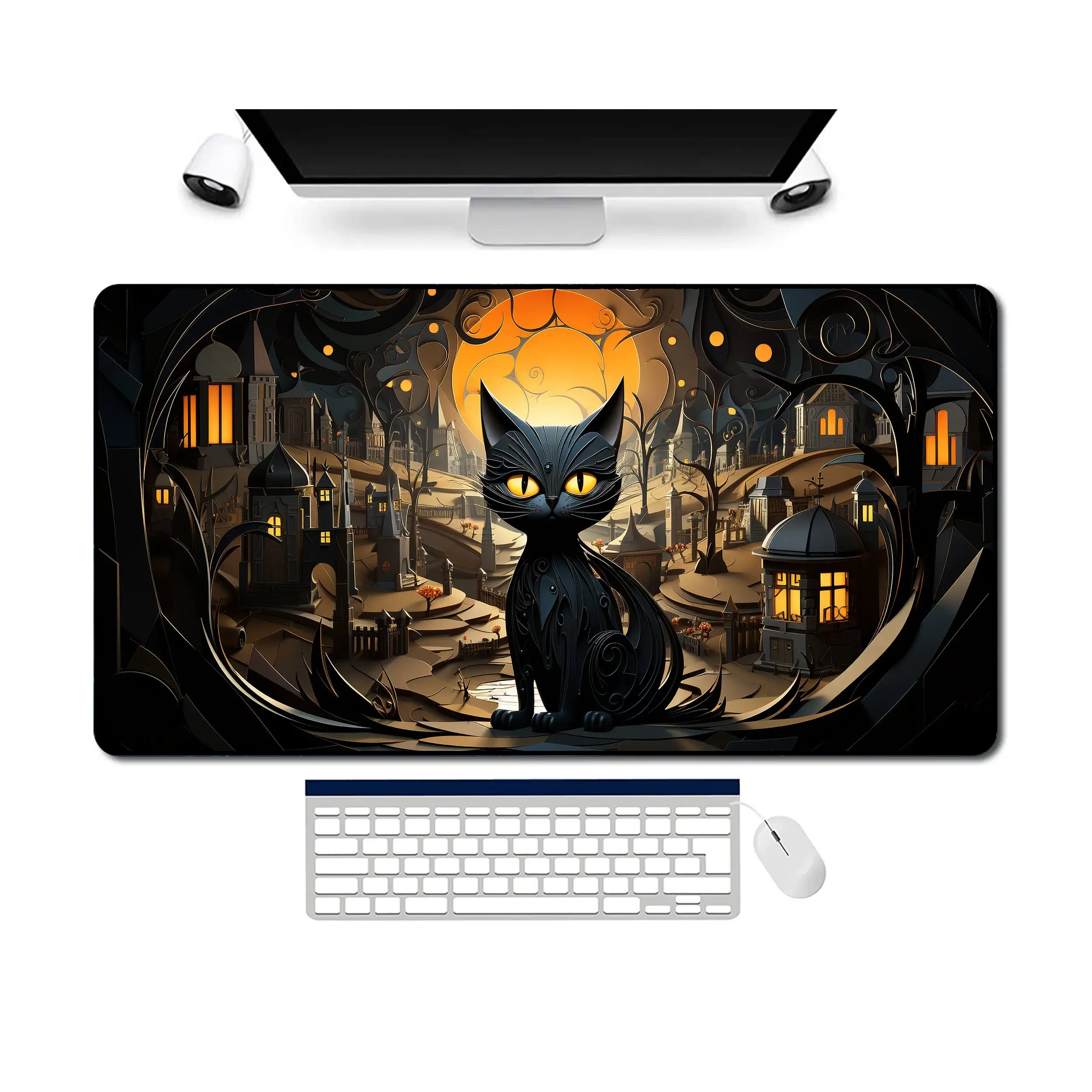 Black Cat Mouse Pad, Non-slip and Waterproof Gaming Mouse Pad, Office Gaming Desk Decoration Mat, The Perfect Gift for Friends.