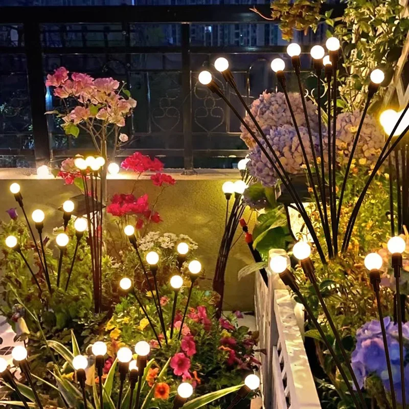 

Solar Powered Garden Firefly Lights Outdoor Waterproof Starburst Swaying Light Garden Path Landscape Outdoor Decorative Glowworm