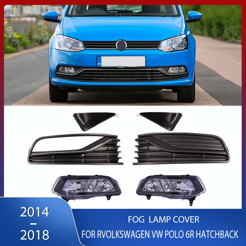 Front Fog Light Cover FogLamp Triangle Panel For Volkswagen VW POLO 6R Hatchback 2014 2015 2016 2017 2018 6C0854661B 6C0854662B