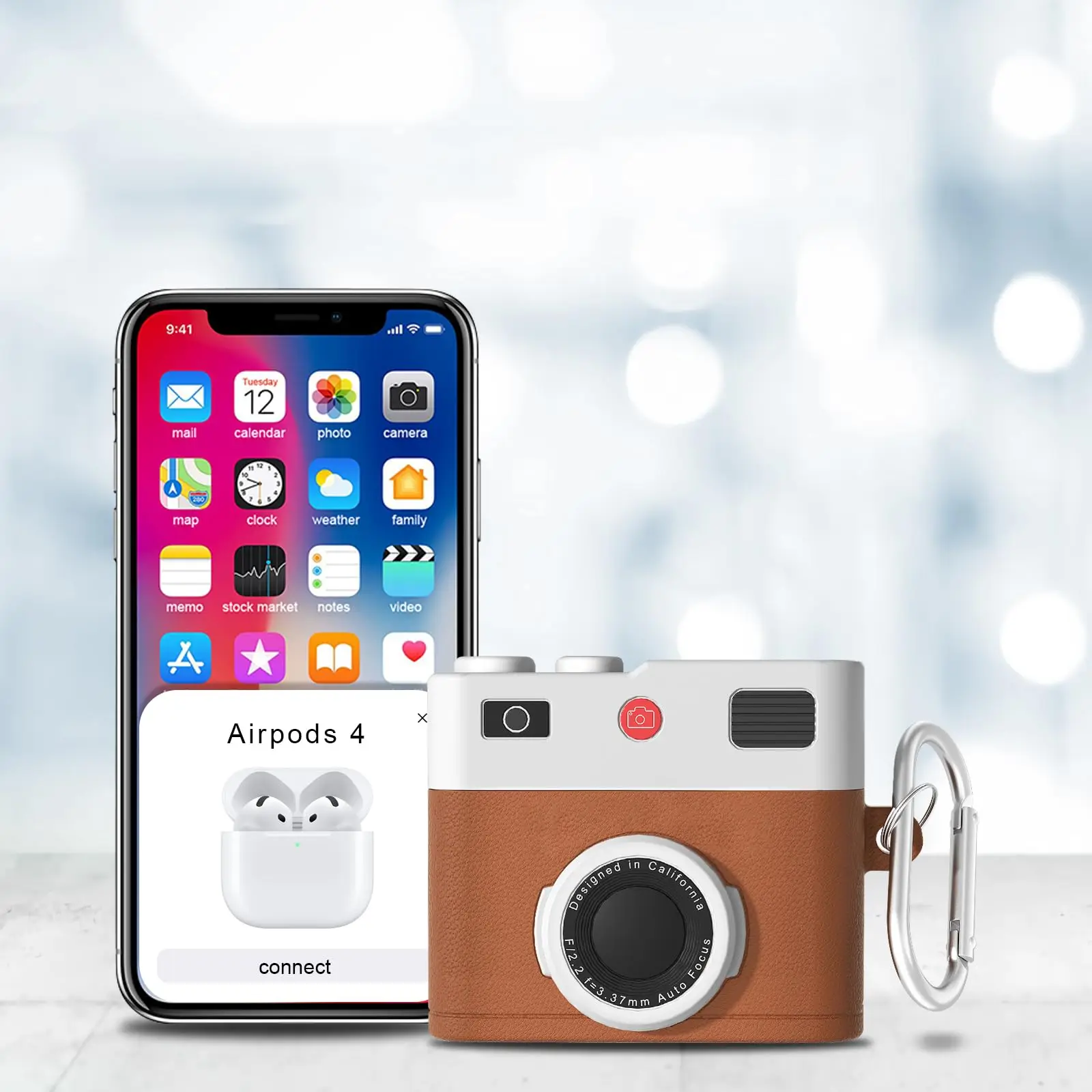 For AirPods 4 Case Cover with Keychain Cute Cartoon Cool Retro 3D Camera Protective Silicone Skin Case For AirPods 4 view 4